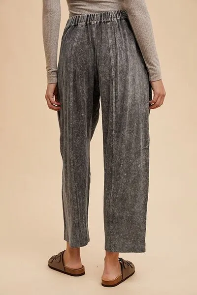Comfort Is Key Mineral Washed Elastic Waist Pants