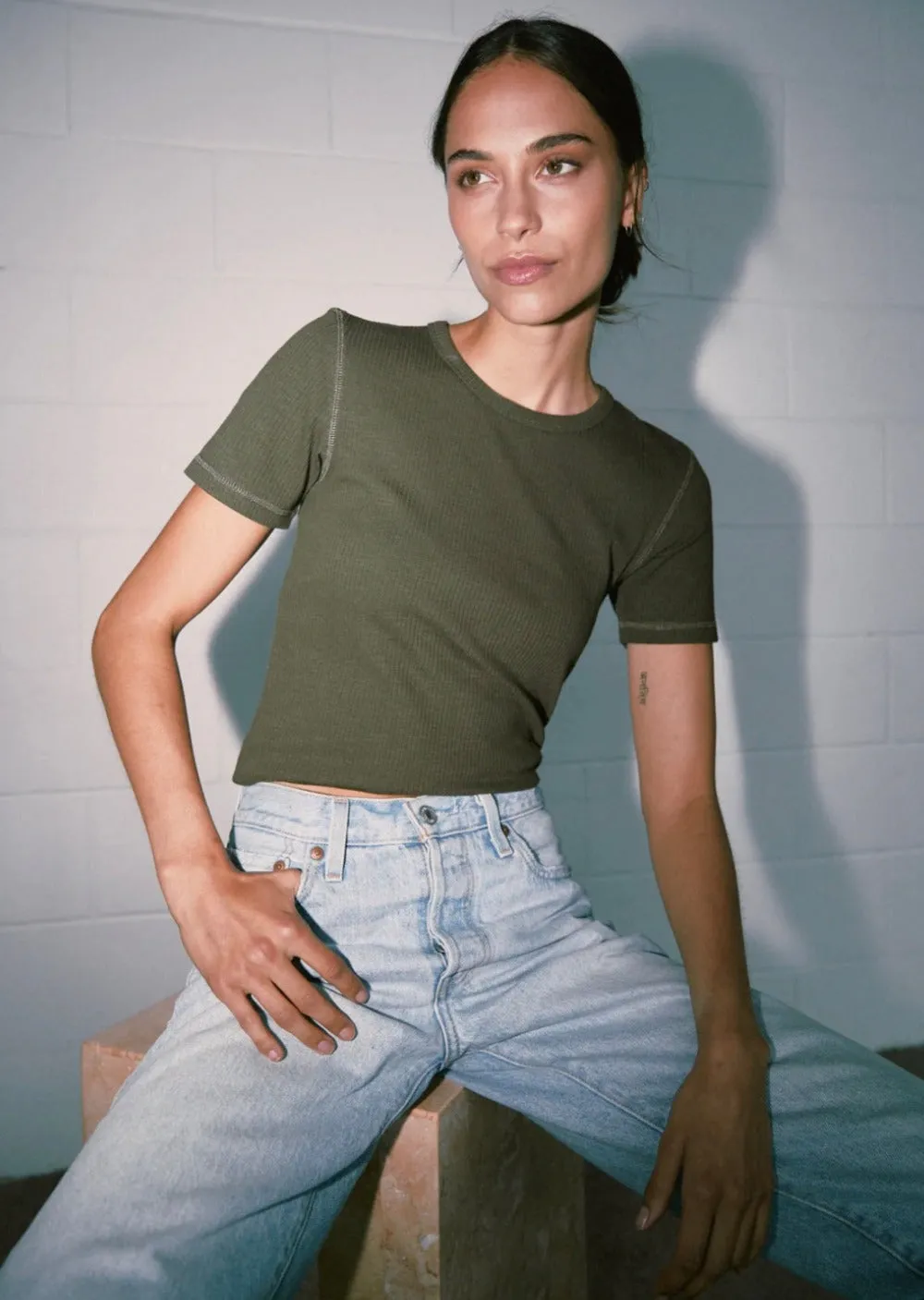 Commoners Base Ribbed SS Tee Khaki