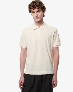 Cotton Crepe Knit with Side Slits and Cream Linear Buttons