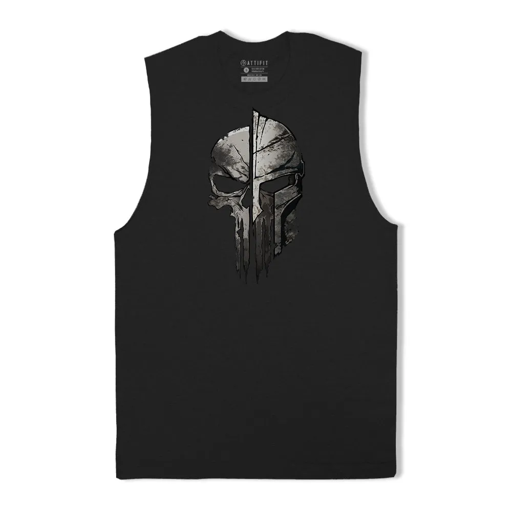 Cotton Fitness Skeleton Spartan Graphic Men's Tank Top