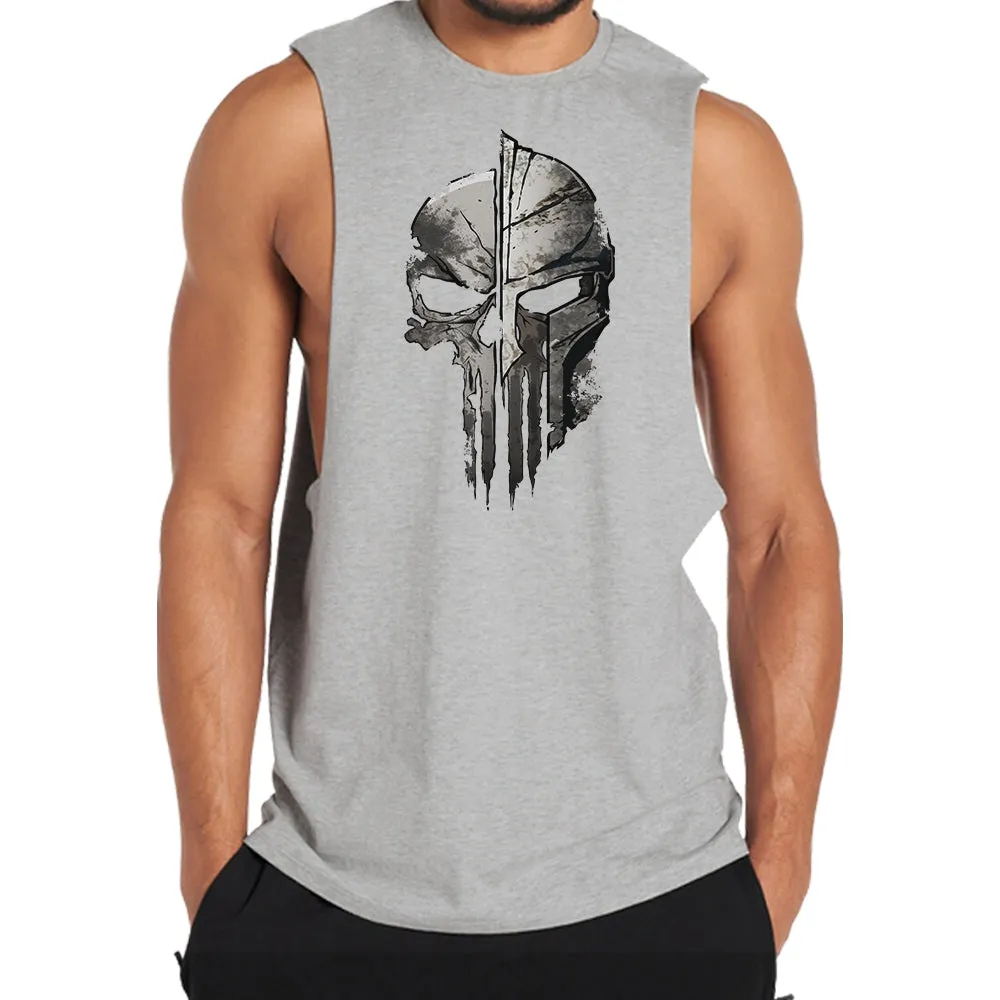 Cotton Fitness Skeleton Spartan Graphic Men's Tank Top