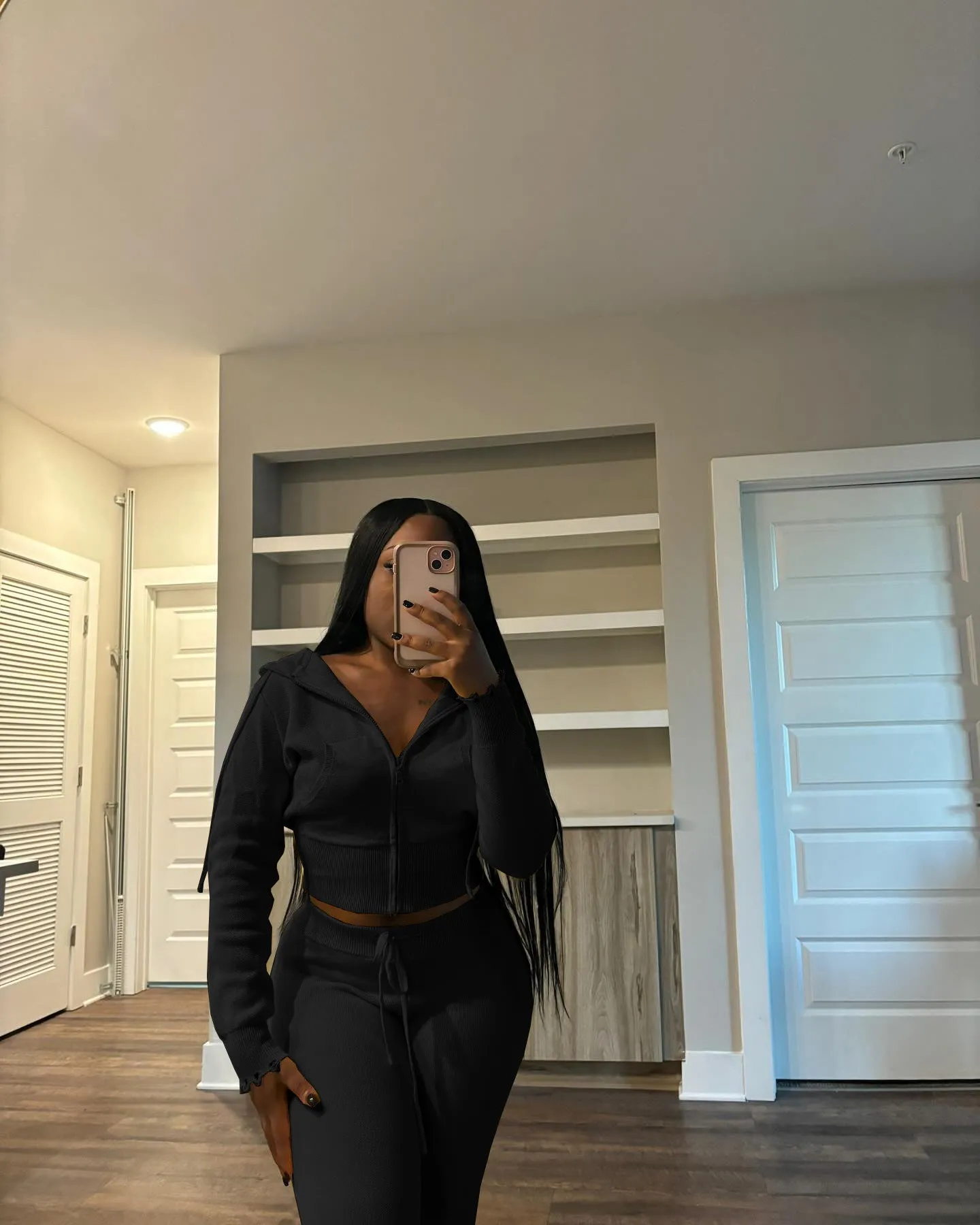 Cozy Knit Zipper Hoodie and Drawstring Pants Two-Piece Set