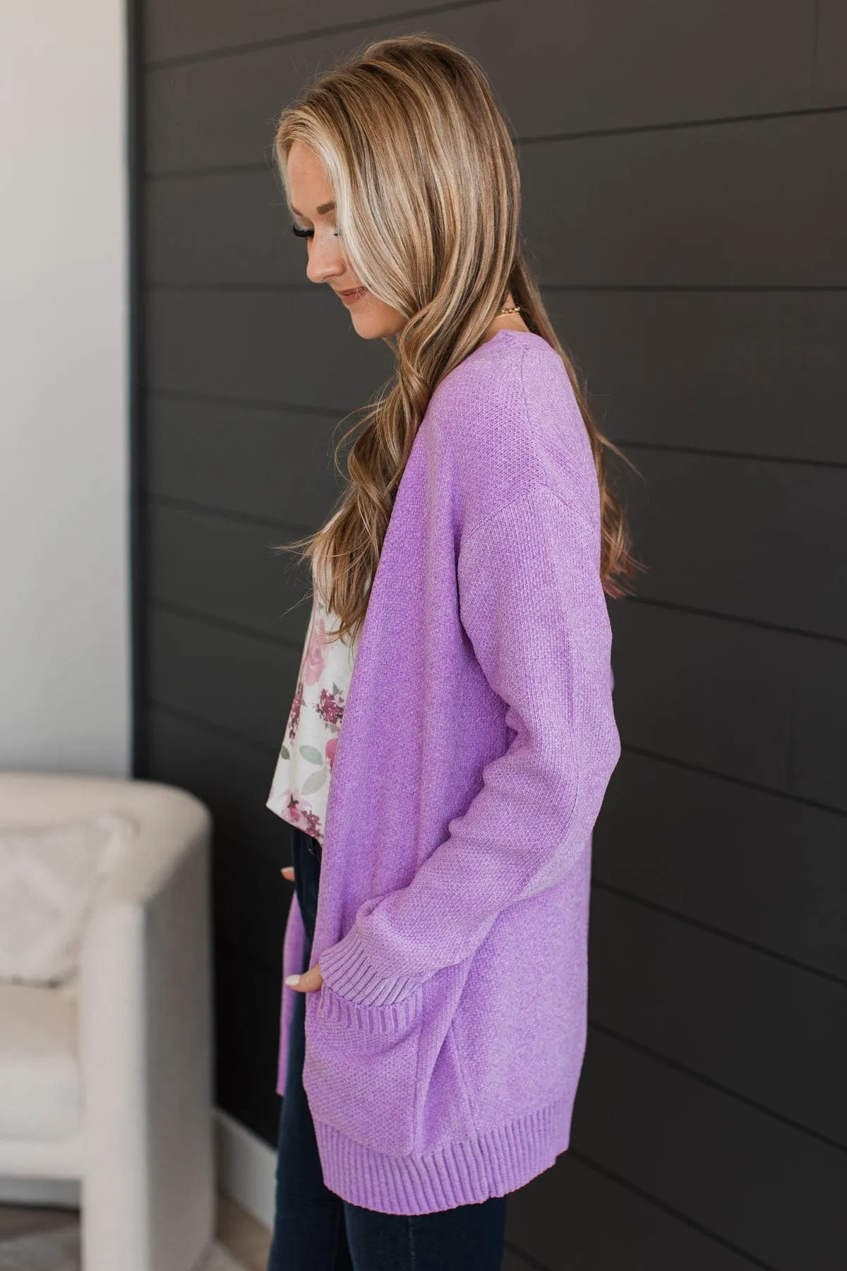 Cuddle Up To You Knit Cardigan- Lavender