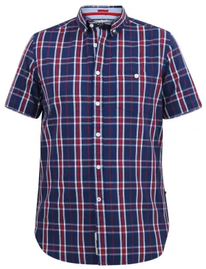 D555 ROYSTON Check Short Sleeve Shirt for Men's (101507) in Navy, LT-3XLT