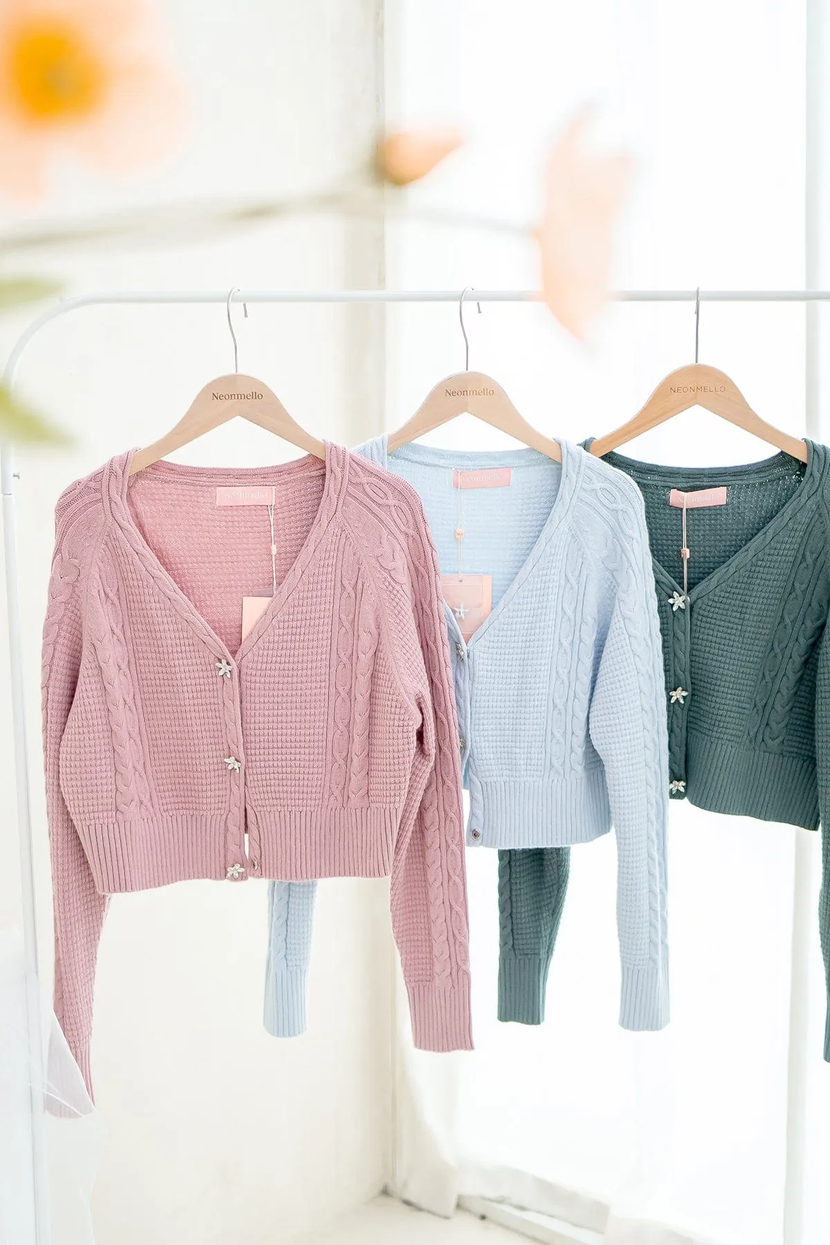 DANIELLE WEAVED CARDIGAN IN MILKY BLUE