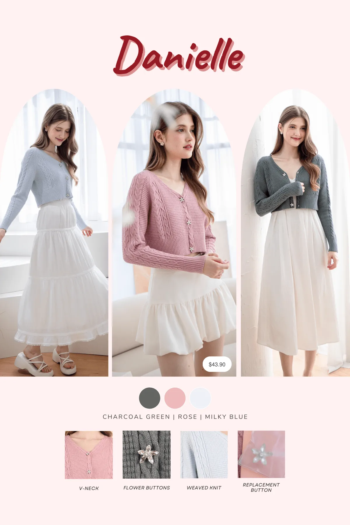 DANIELLE WEAVED CARDIGAN IN MILKY BLUE