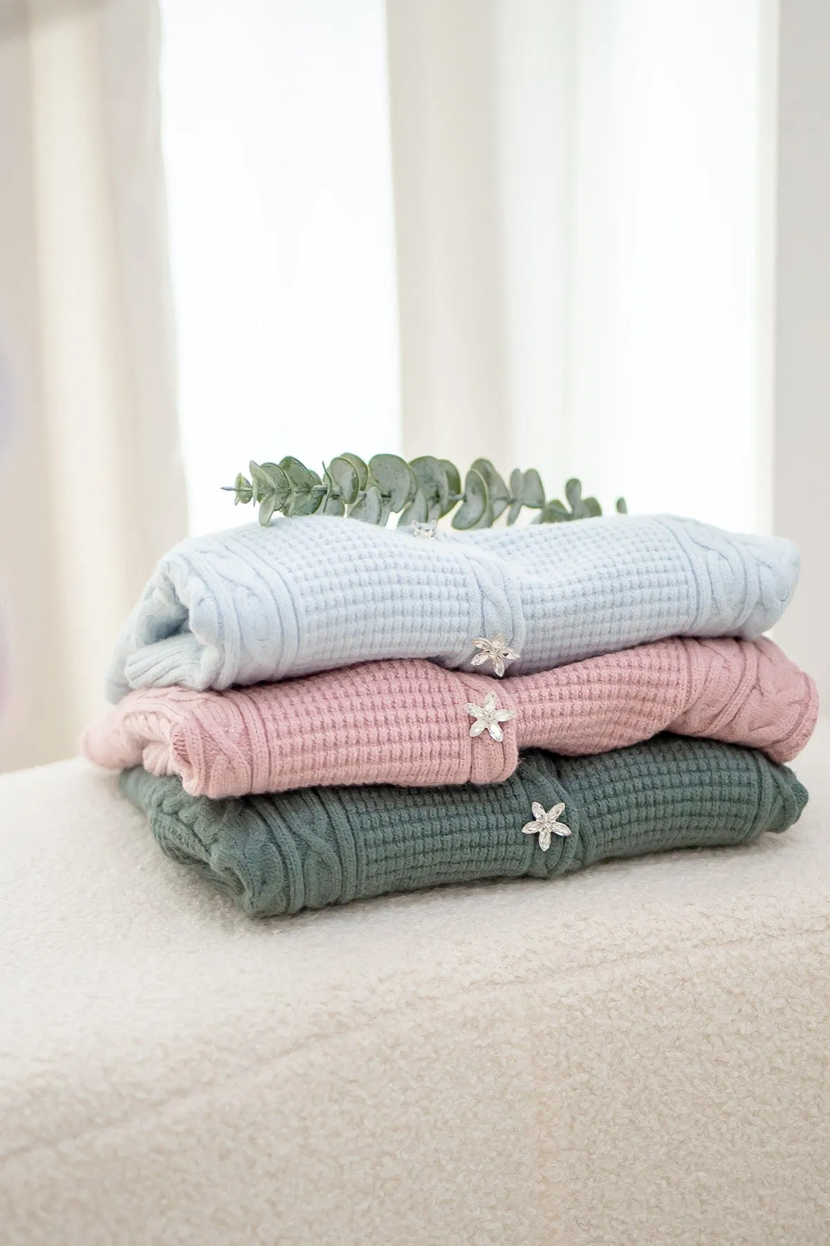 DANIELLE WEAVED CARDIGAN IN MILKY BLUE