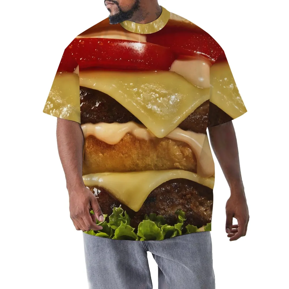 Delicious Burger Men's Large Size Printed Short Sleeve T-Shirt 2405000661