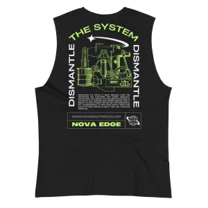 Dismantle the System Protest in Neon Green on Black Relaxed Fit Sleeveless Tank Top