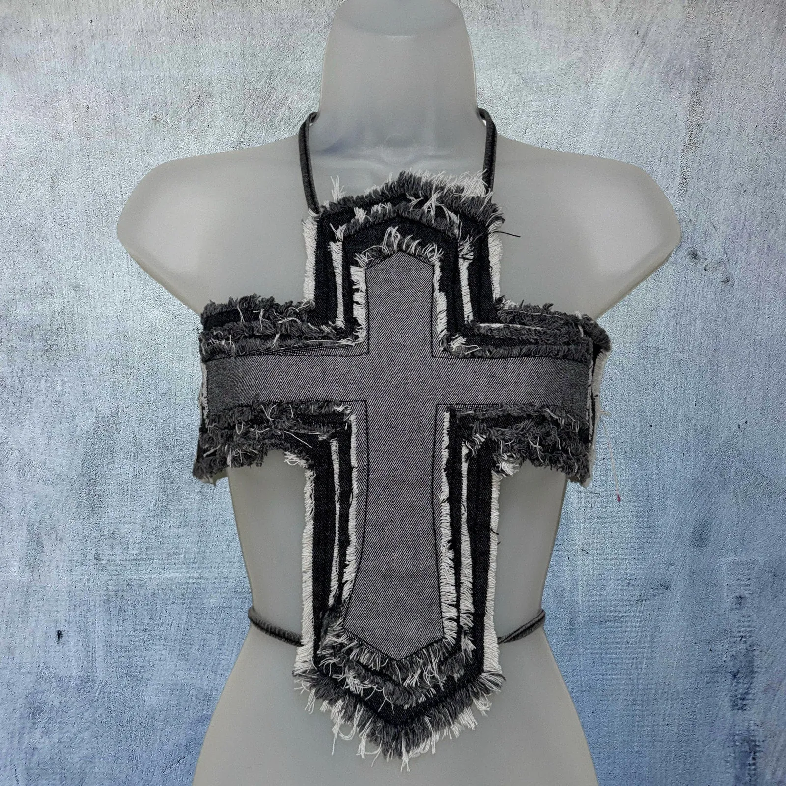 Divina Denim Cutout Top
