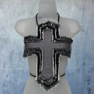 Divina Denim Cutout Top