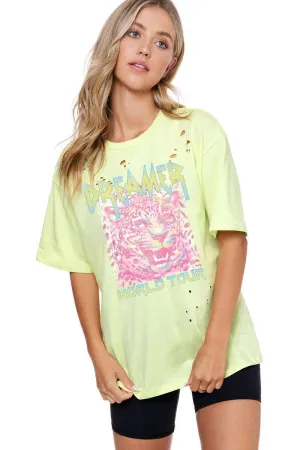 Dreamer World Tour Leopard Graphic S/S Distressed Tee