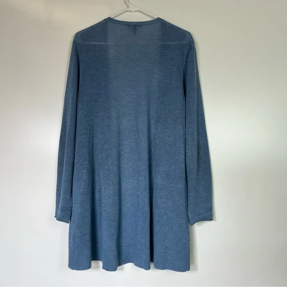 Eileen Fisher Lyocell Wool Open Front Cardigan Light Blue Size XL EUC