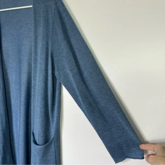 Eileen Fisher Lyocell Wool Open Front Cardigan Light Blue Size XL EUC
