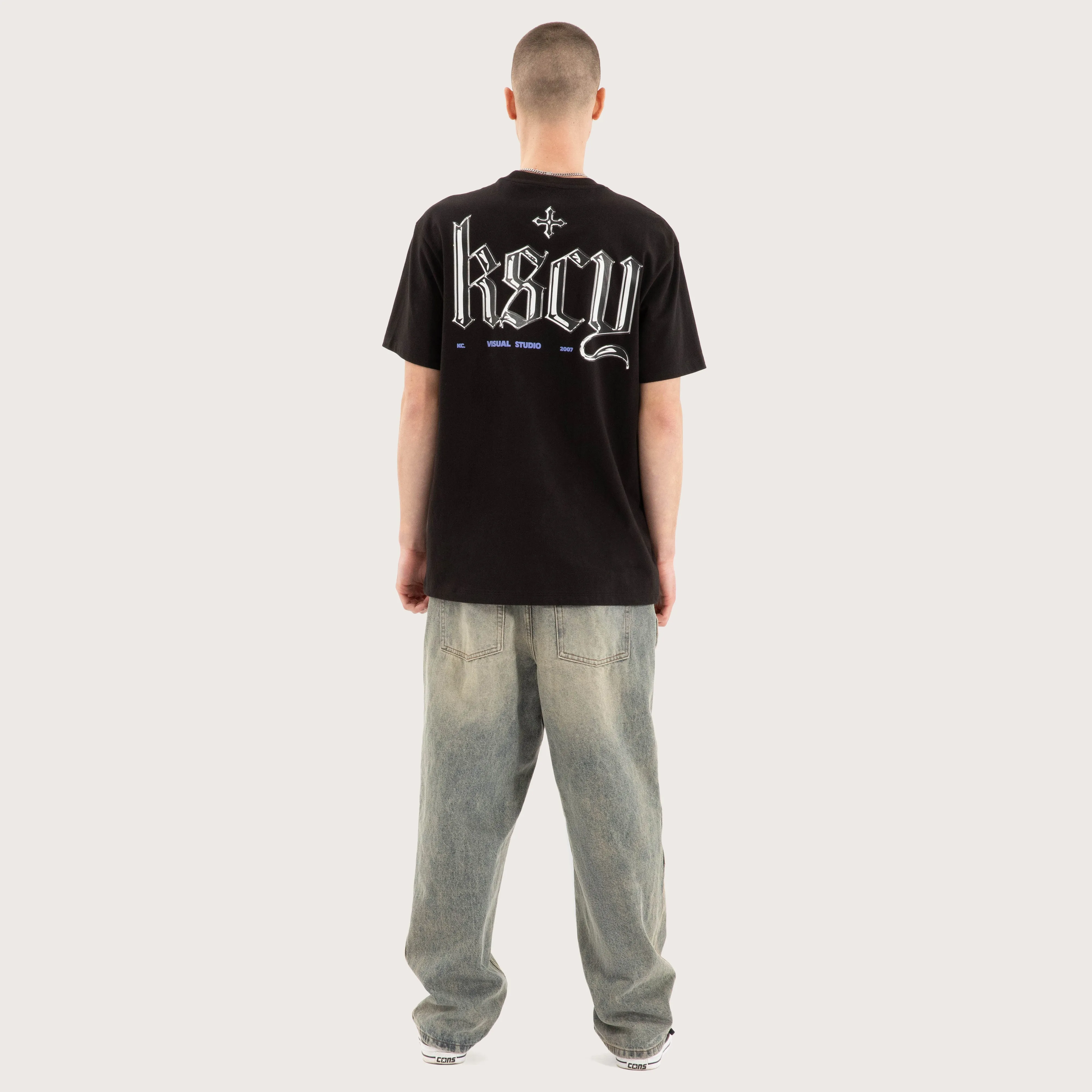 Entangled Relaxed Tee Jet Black