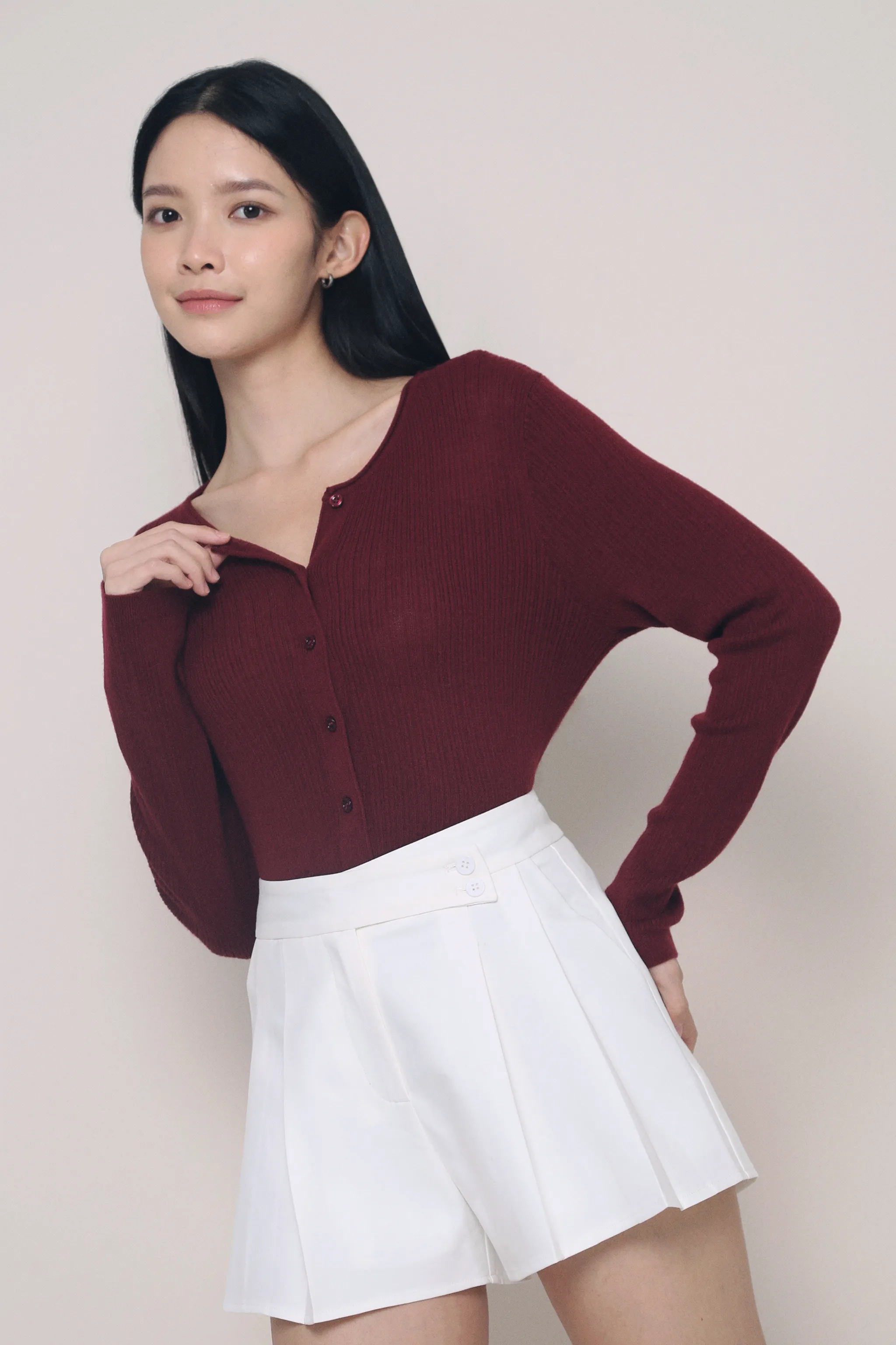 Esme Light Knit Cardigan Wine