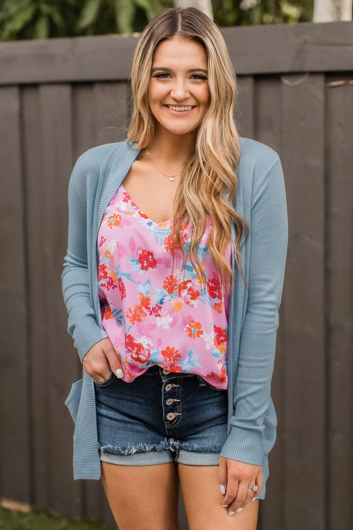 Essential Cardigan- Light Blue