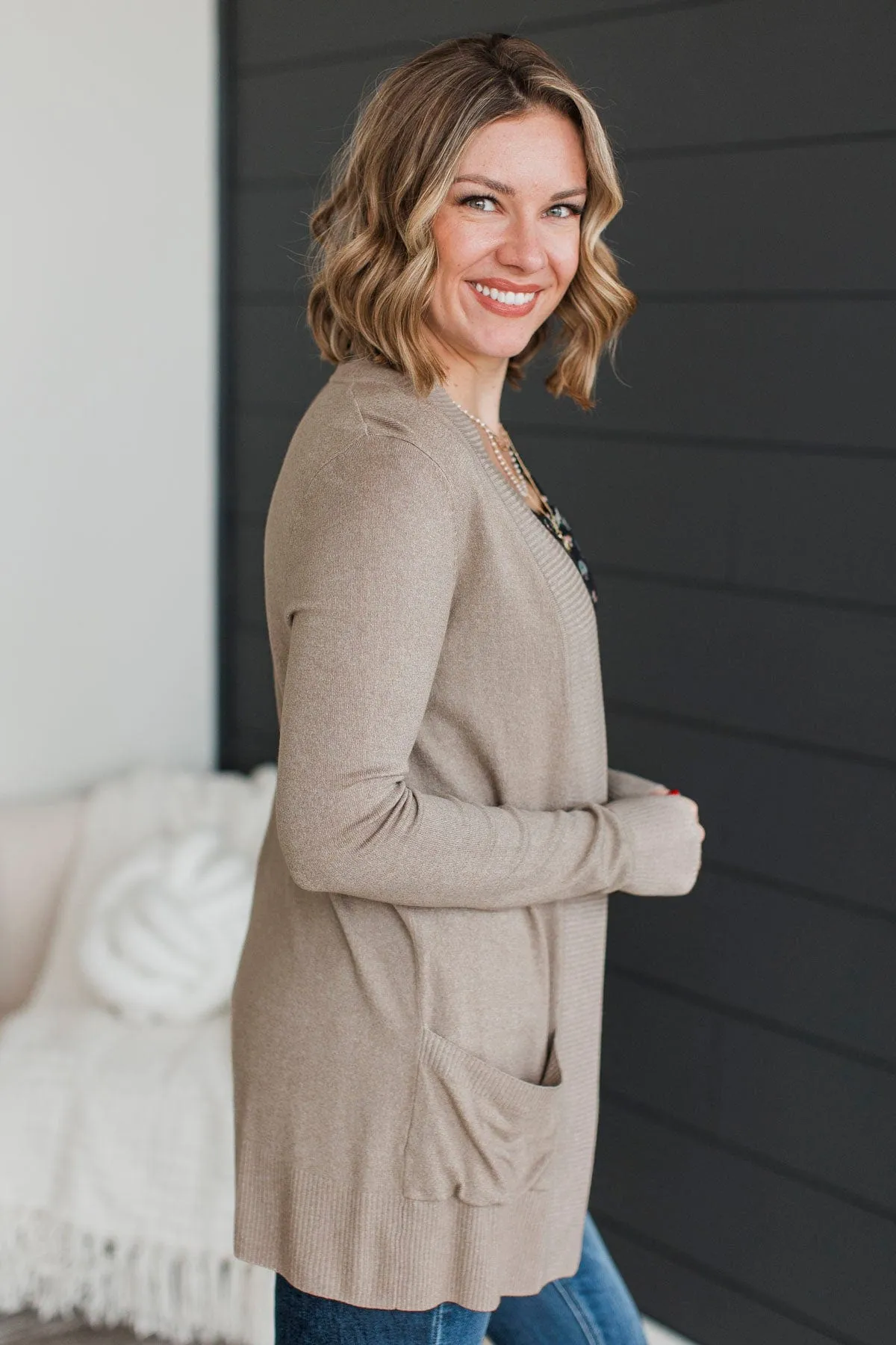 Essential Cardigan- Light Mocha