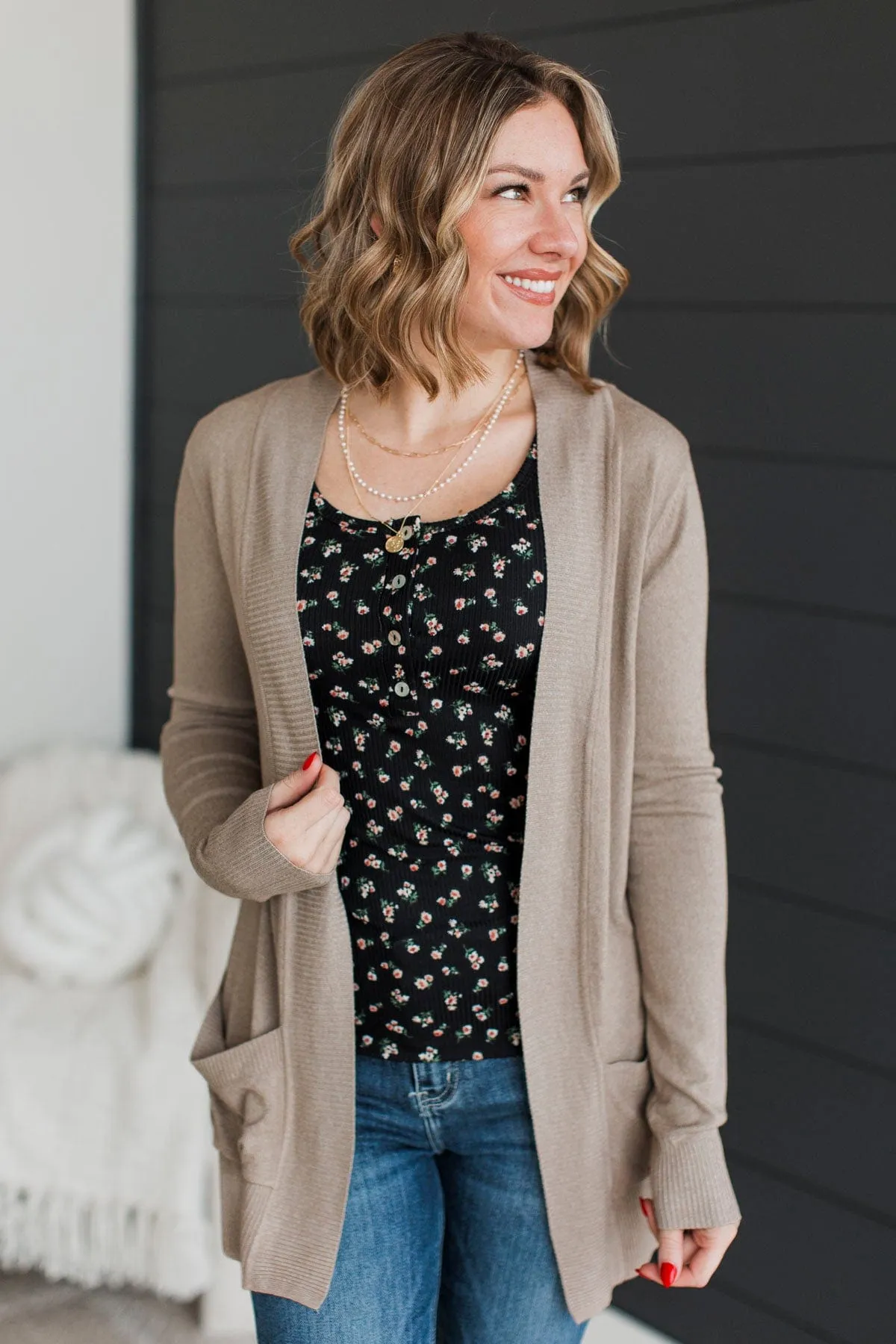Essential Cardigan- Light Mocha