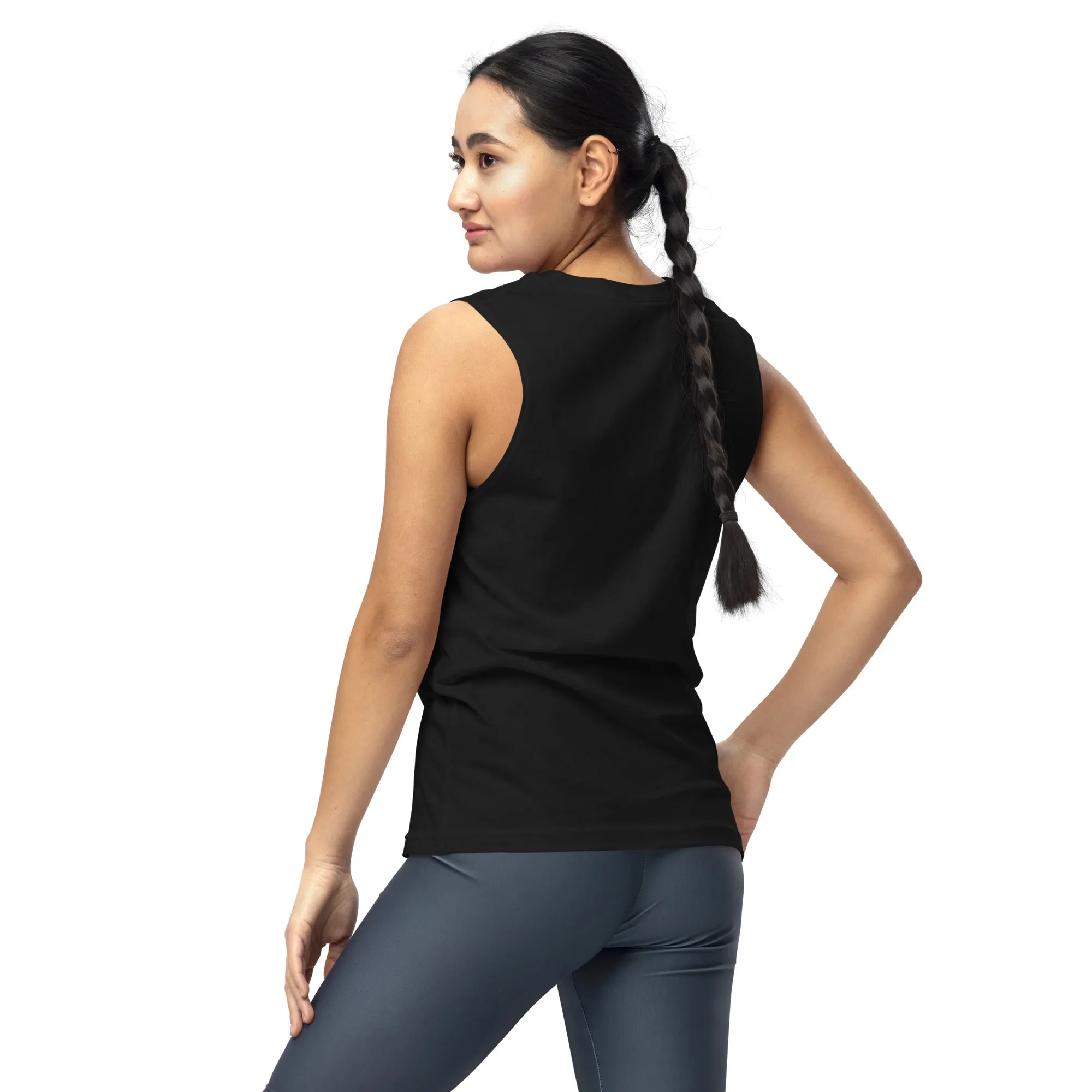 Fabulous & Free Unicorn Graphic Tee LGBTQIA2S  Pride Vintage Style Front Graphic of Black Relaxed Fit Sleeveless Tank Top
