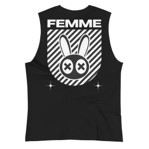 Femme Pride Streetwear Mad Rabbit Graphic on Black Relaxed Fit Sleeveless Tank Top