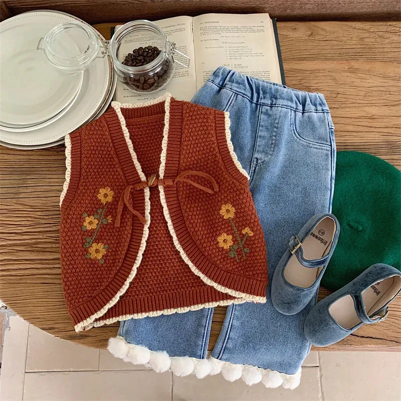 Flower Embroidery Knit Cardigan