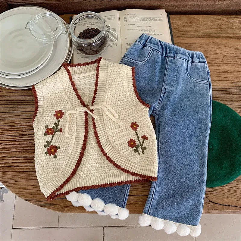 Flower Embroidery Knit Cardigan