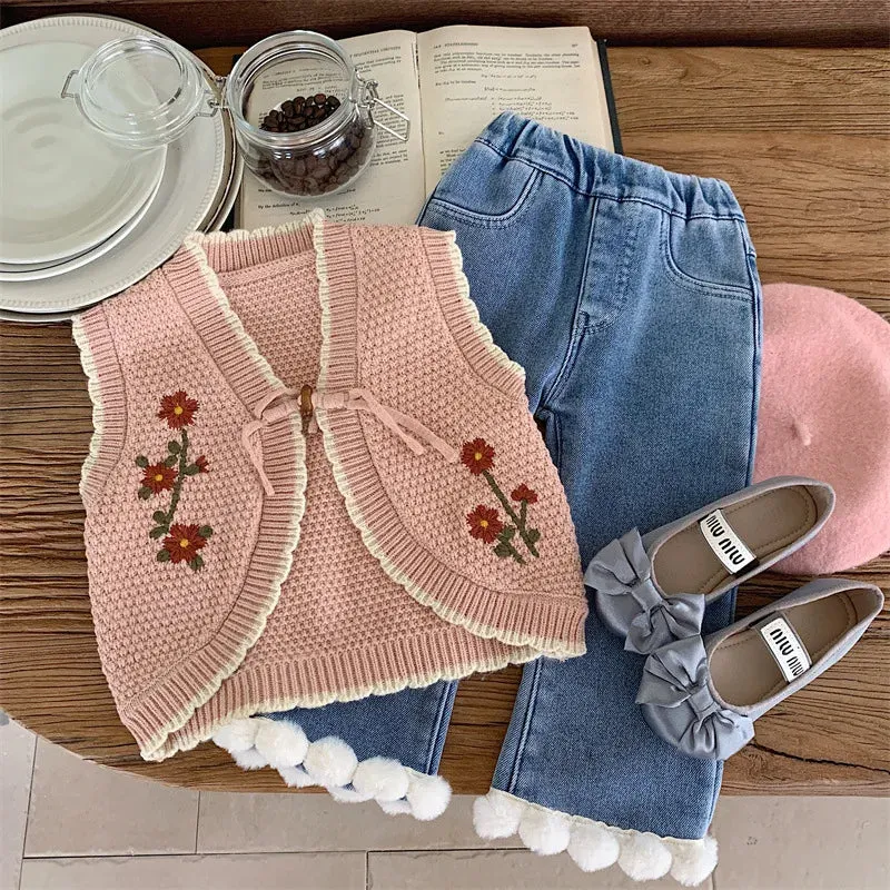Flower Embroidery Knit Cardigan