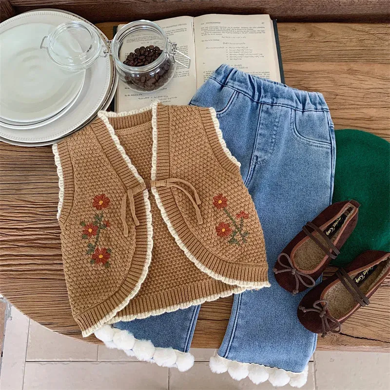 Flower Embroidery Knit Cardigan