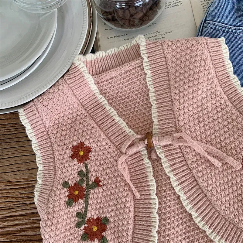 Flower Embroidery Knit Cardigan