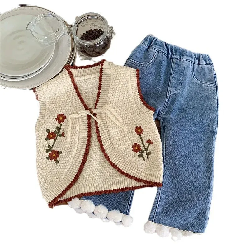 Flower Embroidery Knit Cardigan