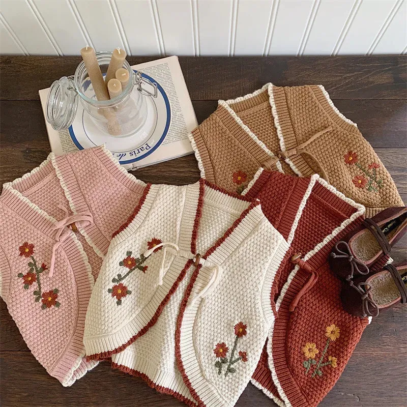 Flower Embroidery Knit Cardigan