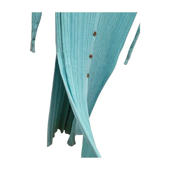 Free People Skinny Mini Duster Cardigan Oversized XS to M Aqua Blue