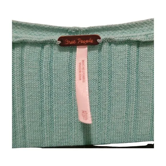 Free People Skinny Mini Duster Cardigan Oversized XS to M Aqua Blue