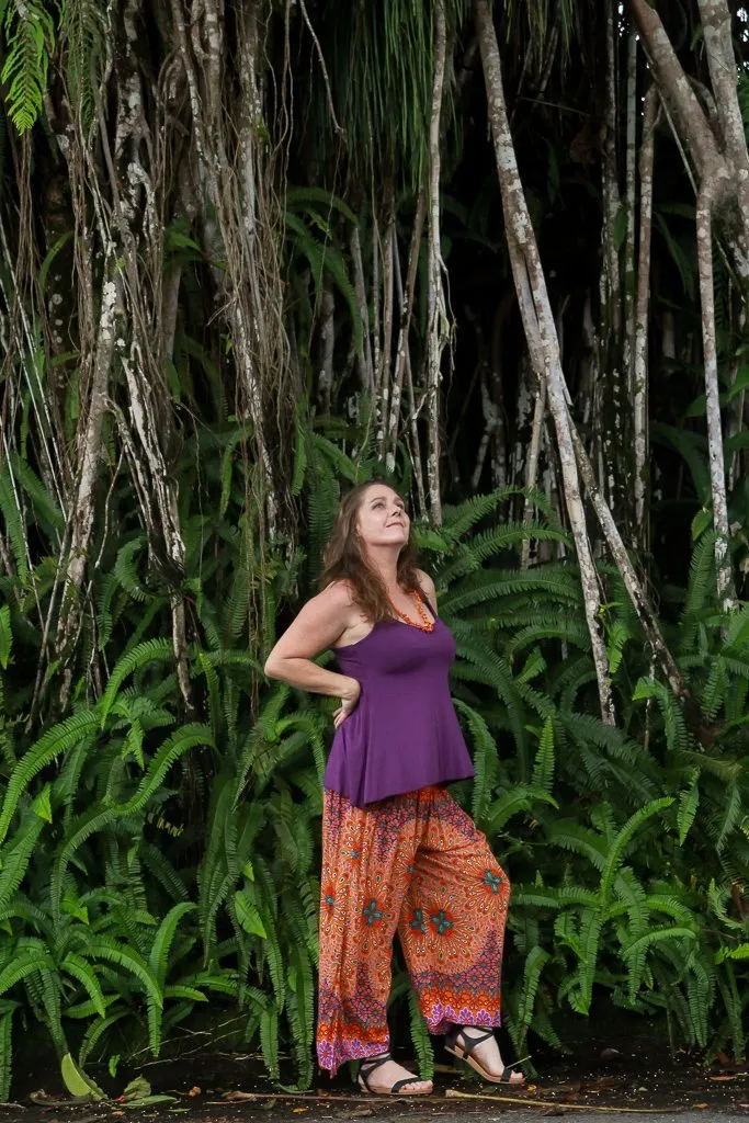 Freya Pants - Flower Orange and Purple