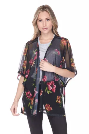 Gentle Windy Floral Light Weighted Open Front Cardigan
