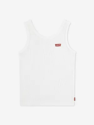 Girls Meet and Greet Ribbed Tank Top in White