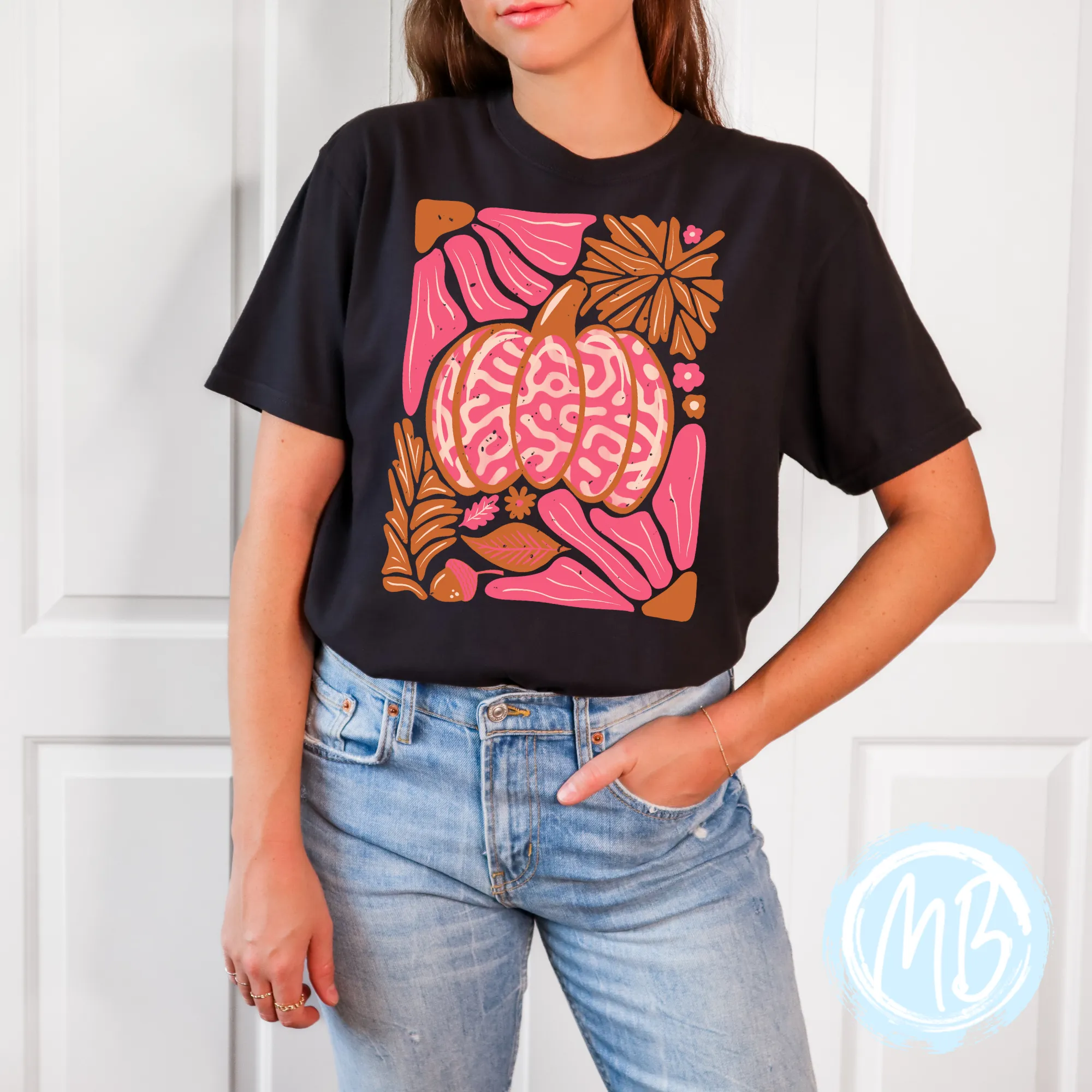 Groovy Pumpkin & Flowers Adult Tee