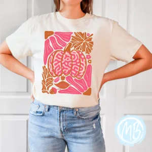Groovy Pumpkin & Flowers Adult Tee
