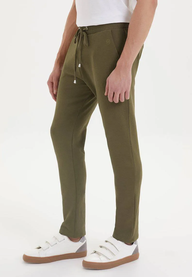 Haki Basic Düz Paça Pamuklu Regular Fit Erkek Eşofman Altı ESSENTIALS SWEATPANT