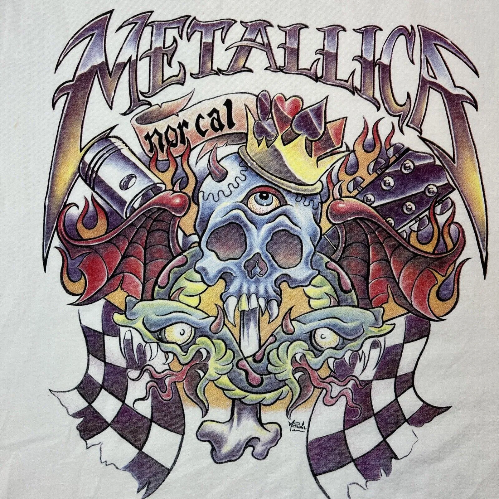 H&M Mens White Metallica Relaxed Fit Muscle T-Shirt Size XL