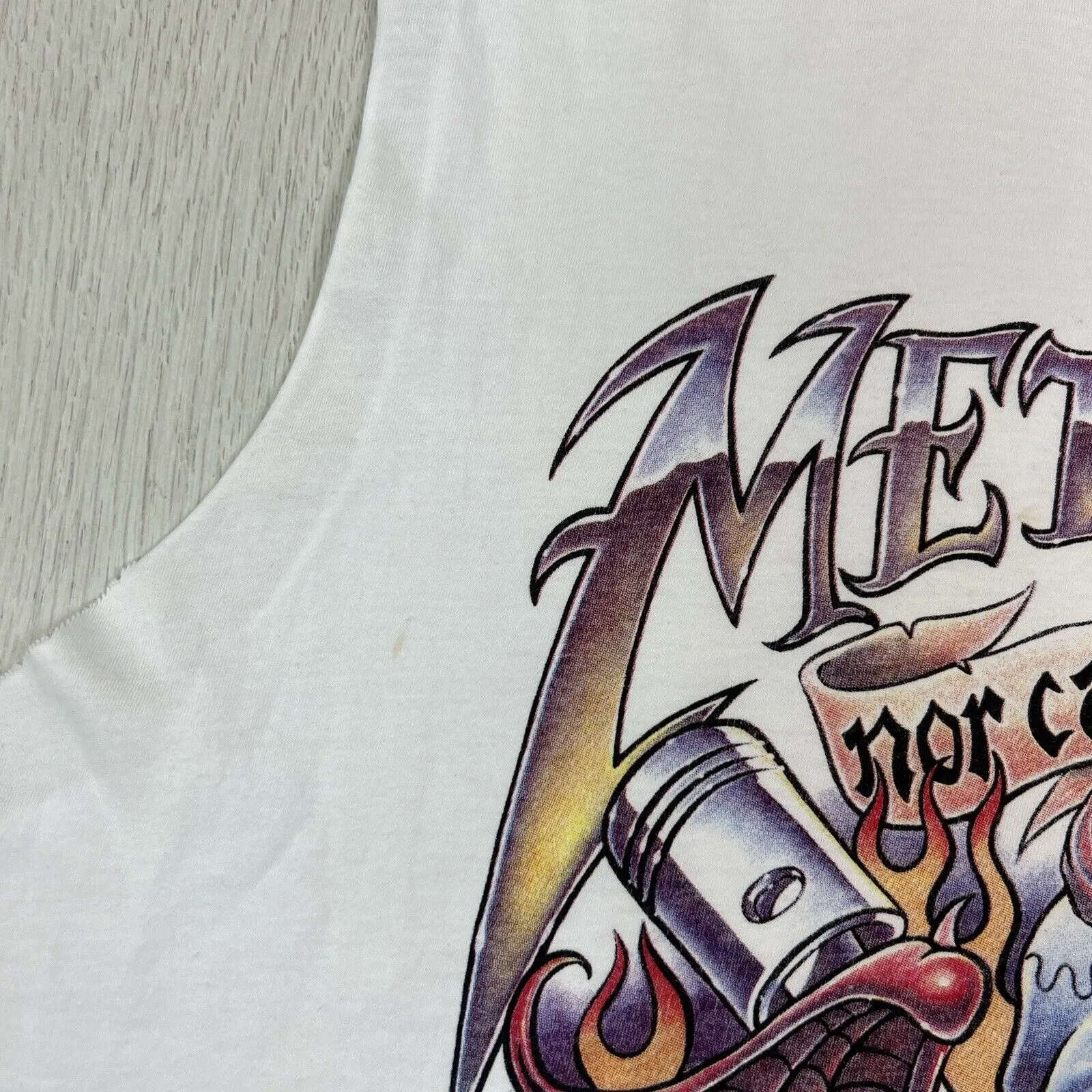 H&M Mens White Metallica Relaxed Fit Muscle T-Shirt Size XL