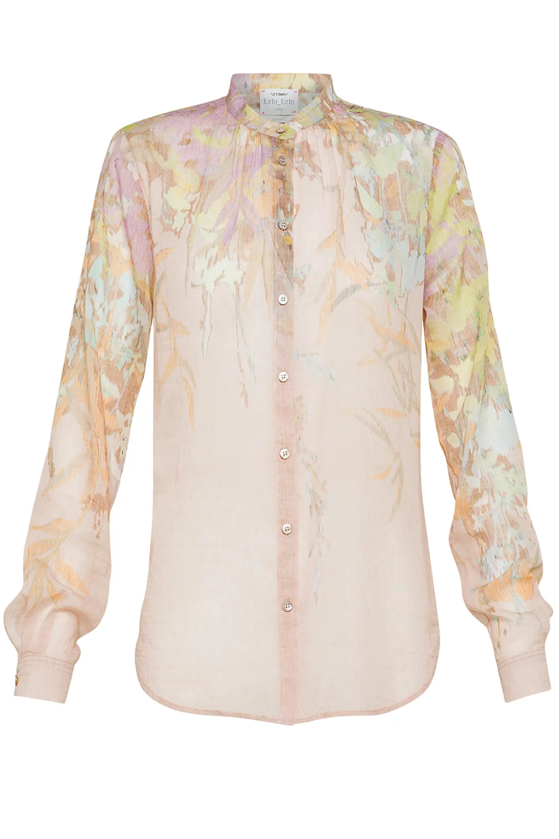 Heaven Print Cotton Silk Voile Grandfather Shirt | Petalo