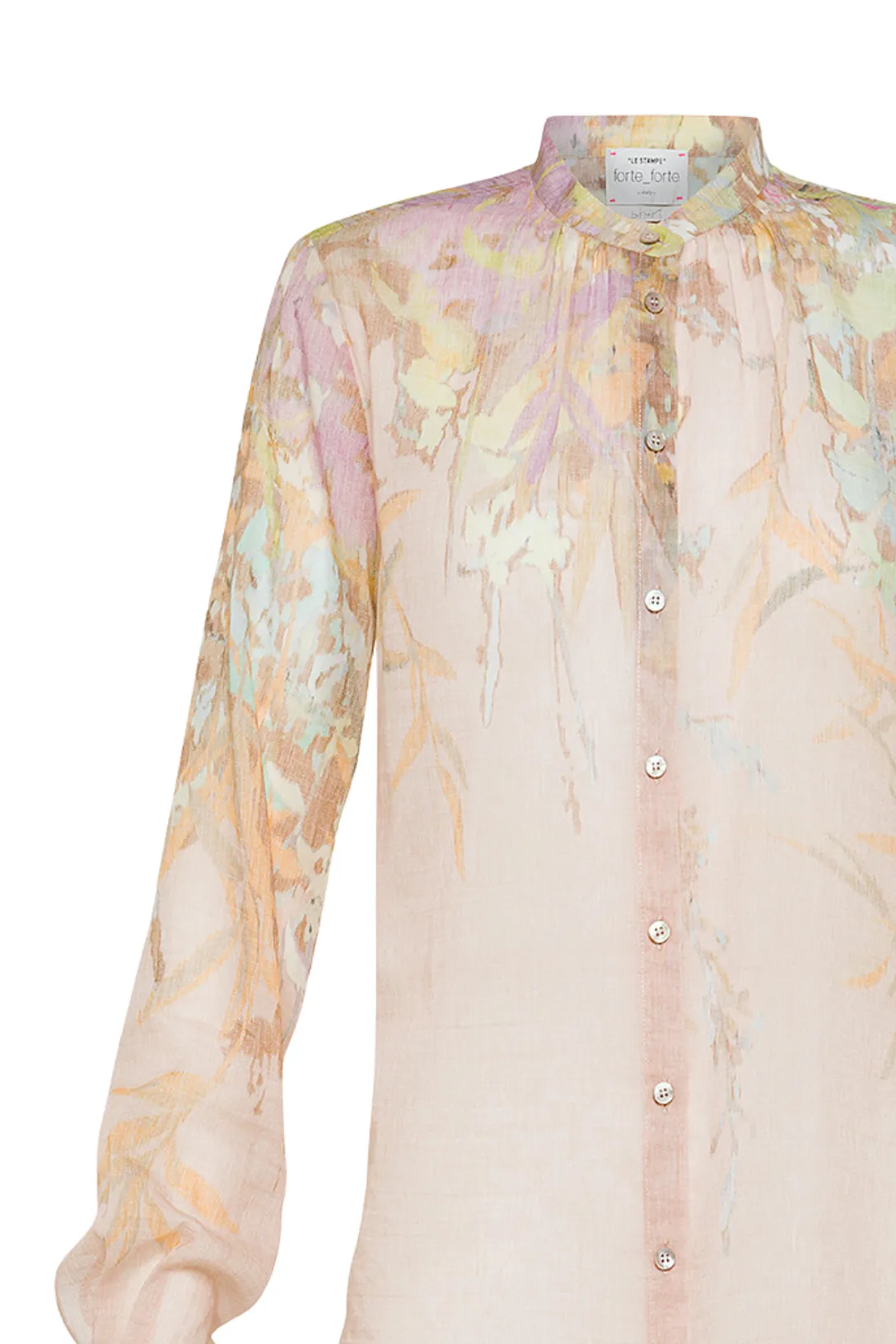 Heaven Print Cotton Silk Voile Grandfather Shirt | Petalo