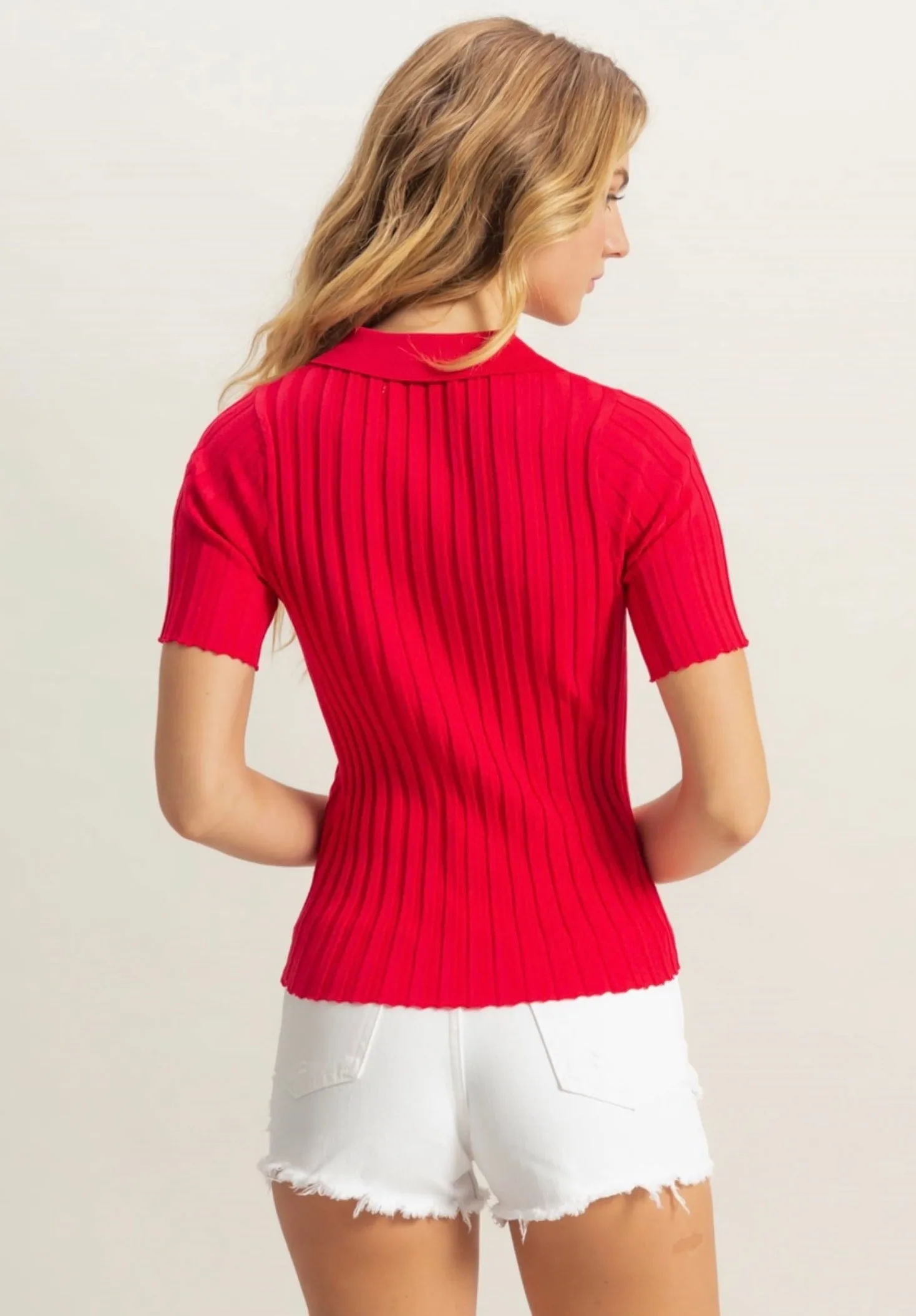 Heidi Ribbed Polo- Two Colors