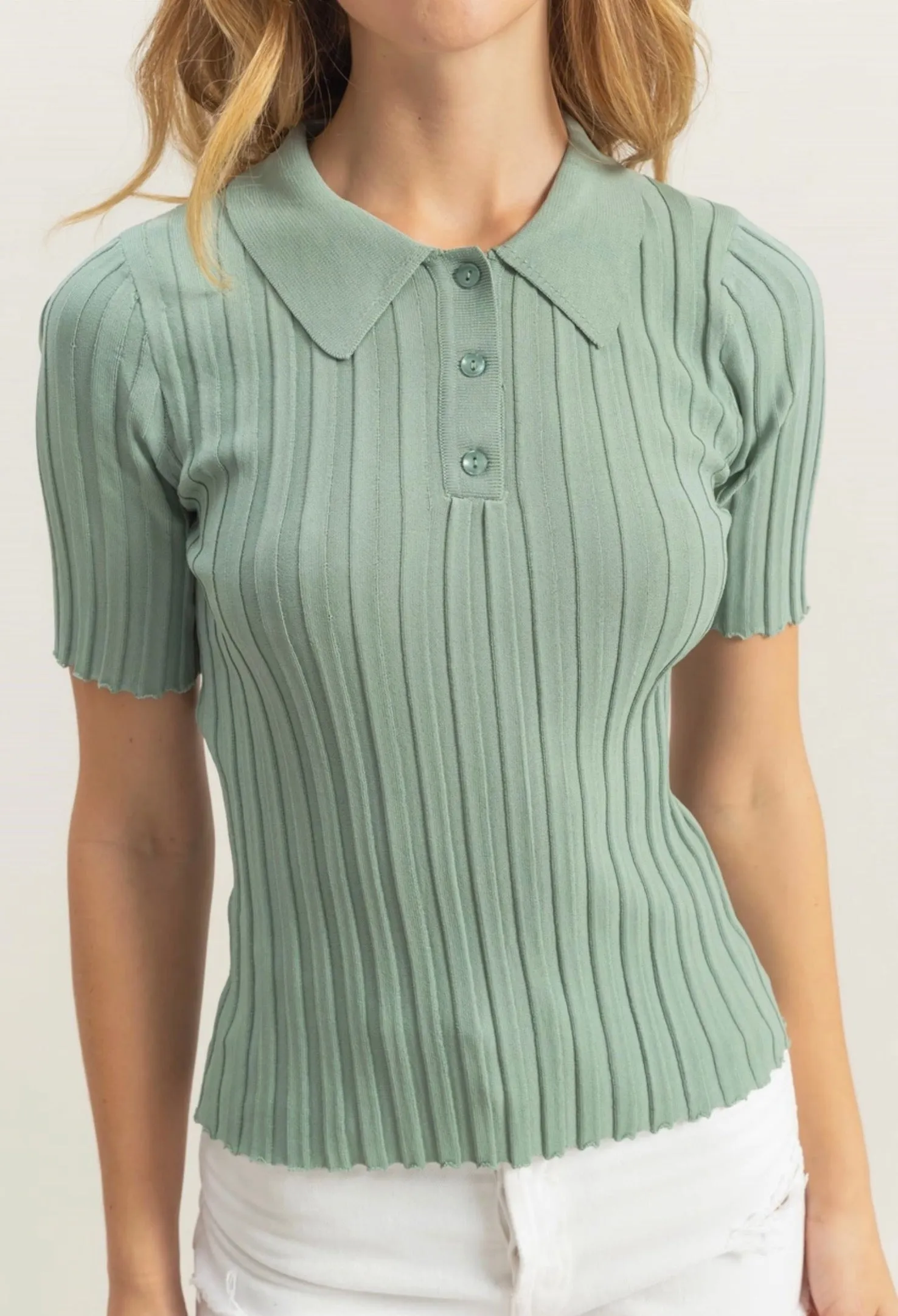 Heidi Ribbed Polo- Two Colors
