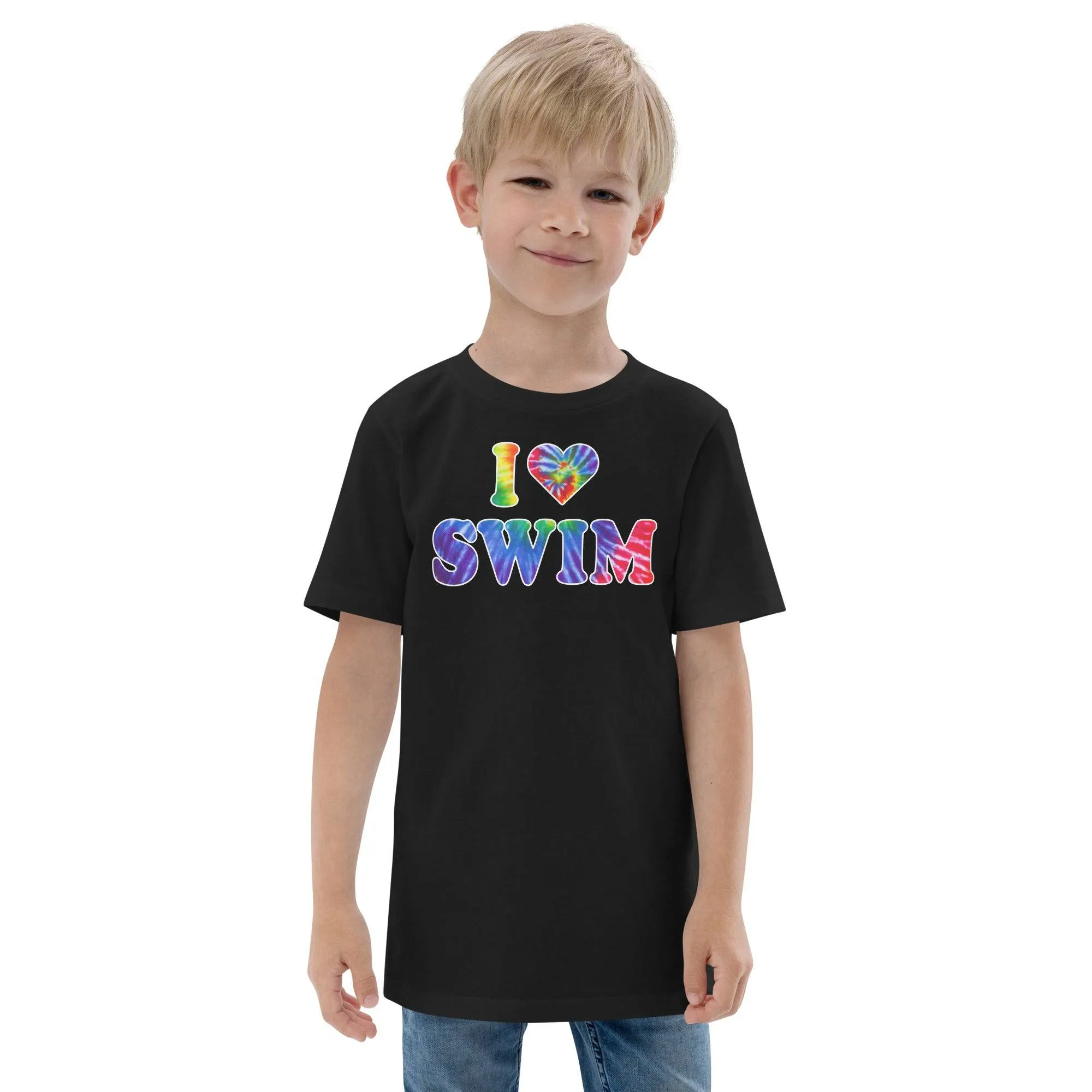 I Heart Swim Tie Dye Youth Swimmer T Shirt