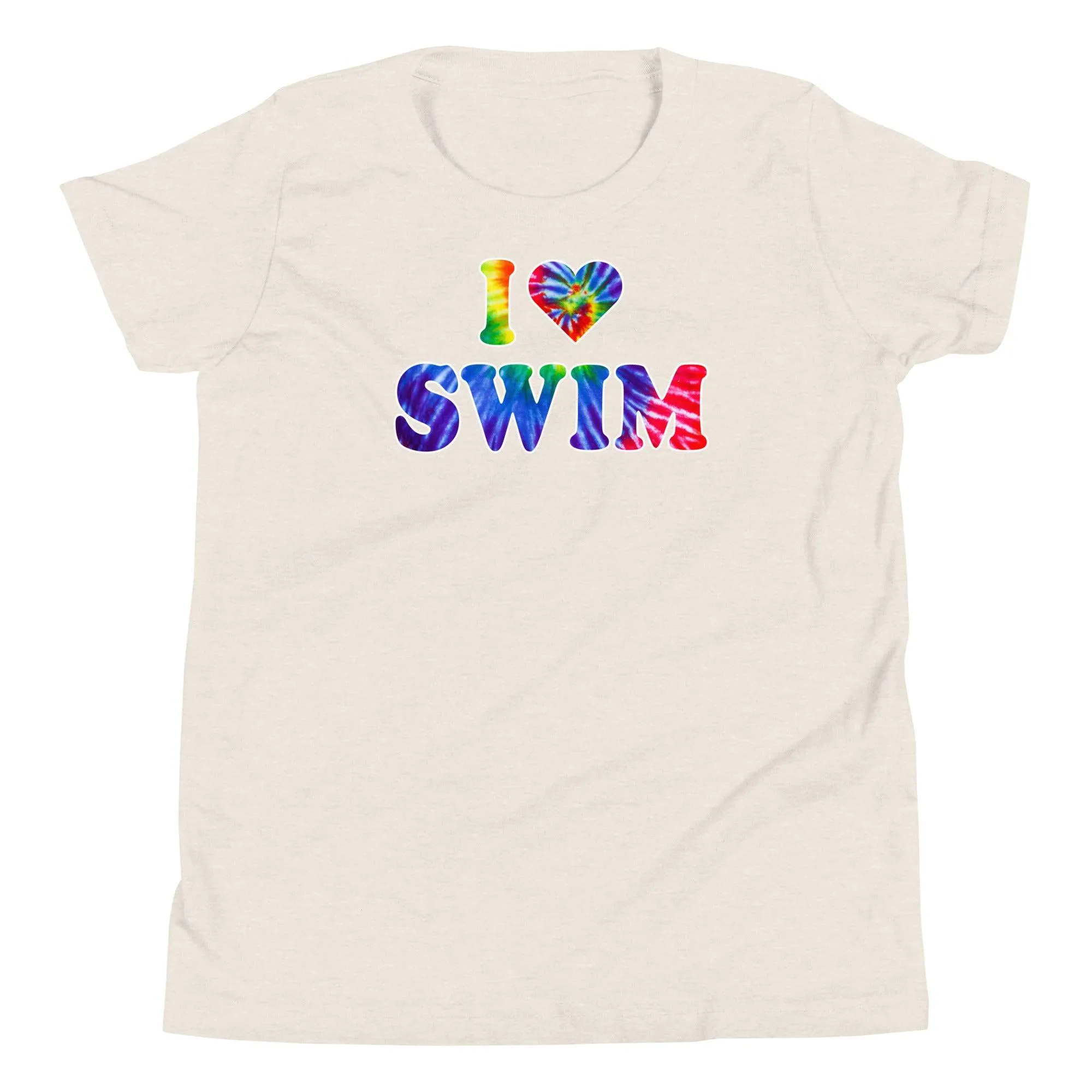 I Heart Swim Tie Dye Youth Swimmer T Shirt