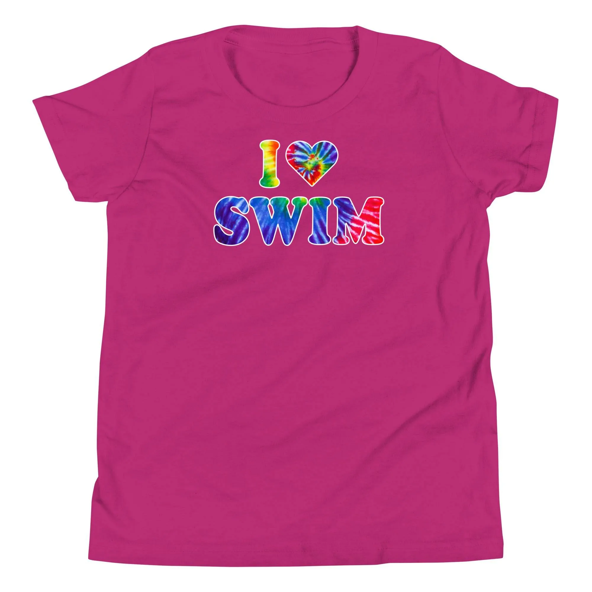 I Heart Swim Tie Dye Youth Swimmer T Shirt