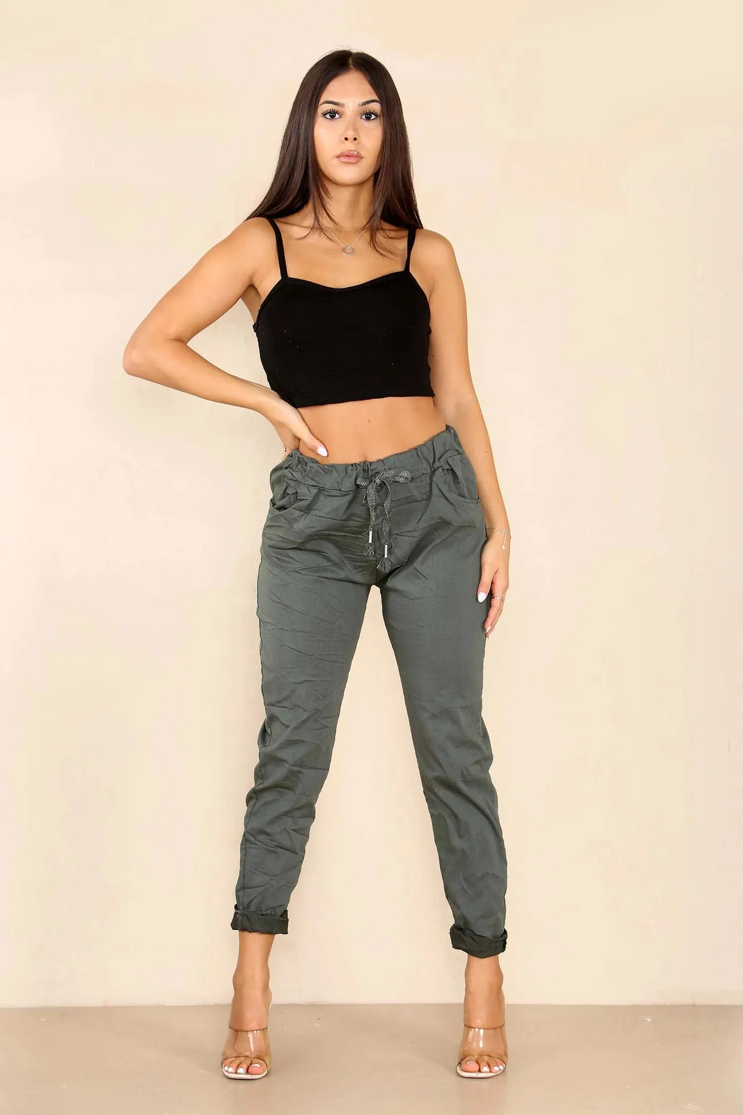 Italian Glitter Drawstring Waistband Magic Pants